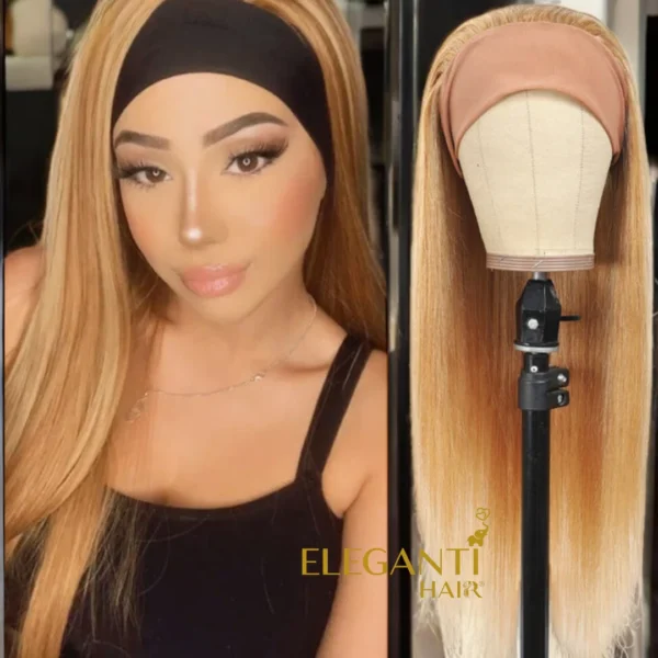 Perruque Bandeau cheveux humains Peruvien lisse blond