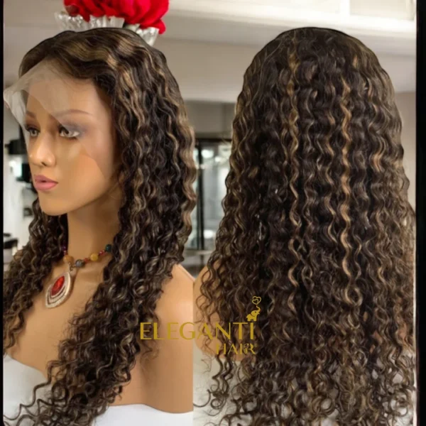 Perruque naturelle bouclée water wave brésilienne blonde-KATIA - immagine 2
