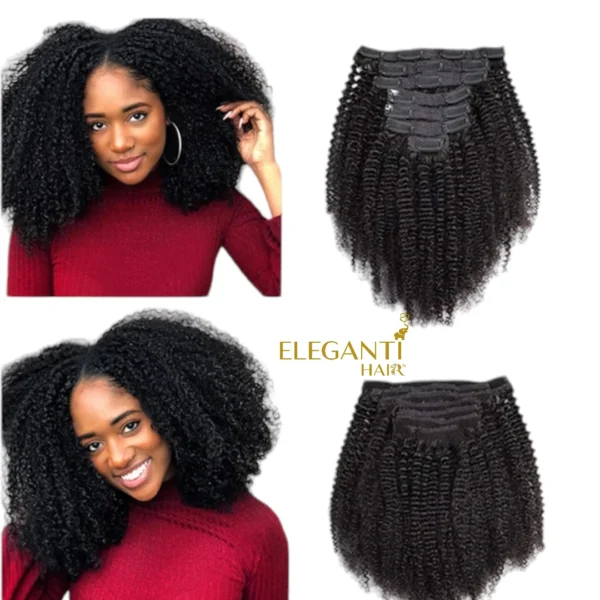 Extension à clips cheveux naturel bouclé Afro