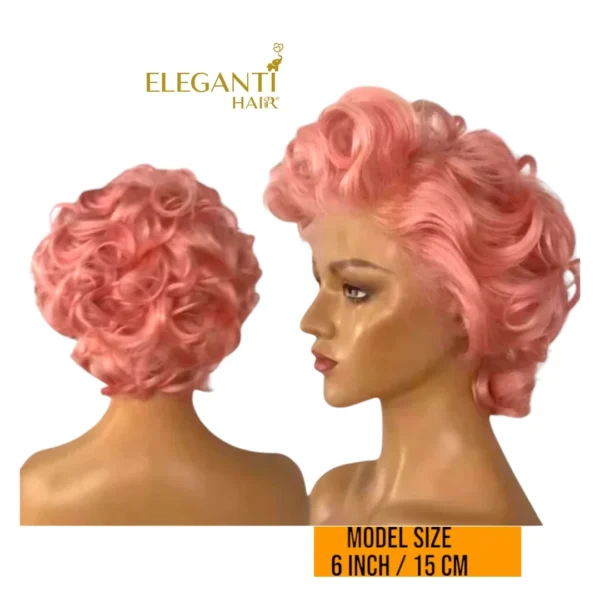 Perruque lace frontal Pixie coupe courte ondulé - immagine 4