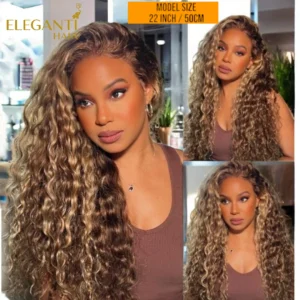 Perruque naturelle bouclée water wave brésilienne blonde-KATIA