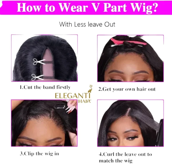 Perruque human hair V part lisse - immagine 6