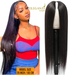 Perruque human hair V part lisse