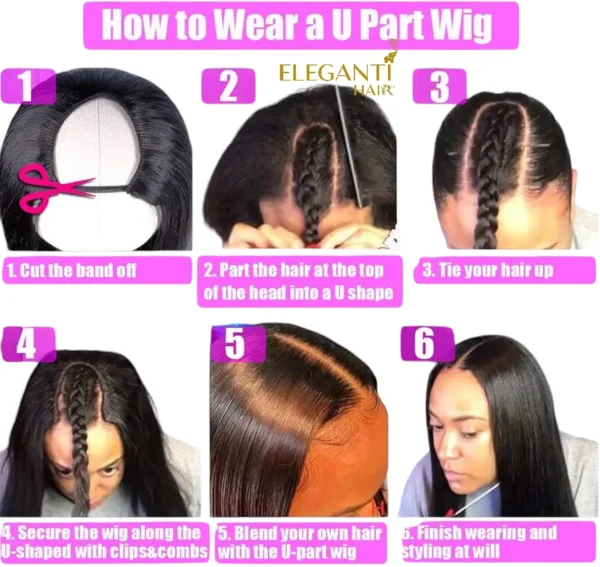 Perruque Cheveux Brésiliens U part Wig Lisse - immagine 3